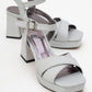 Lisbon - Silver Glitter Cross-Strap Platform Heel Shoe (Women)