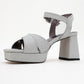 Lisbon - Silver Glitter Cross-Strap Platform Heel Shoe (Women)