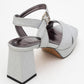 Lisbon - Silver Glitter Cross-Strap Platform Heel Shoe (Women)