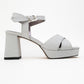 Lisbon - Silver Glitter Cross-Strap Platform Heel Shoe (Women)