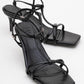 Gibson Black Square‑Toe Stiletto Sandal (Women)