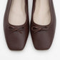 Sosa - Brown Genuine Leather Square-Toe Bow Ballet Flat (Women)