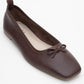 Sosa - Brown Genuine Leather Square-Toe Bow Ballet Flat (Women)