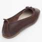 Sosa - Brown Genuine Leather Square-Toe Bow Ballet Flat (Women)