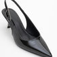 Arty - Black Patent Slingback Heeled Shoe (Women)