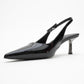 Arty - Black Patent Slingback Heeled Shoe (Women)