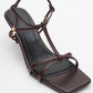 Gibson Burgundy Square‑Toe Stiletto Sandal (Women)