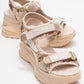 Arthur - Beige Gold Sequin Strap Chunky Sole Sport Sandal (Women)