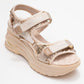 Arthur - Beige Gold Sequin Strap Chunky Sole Sport Sandal (Women)
