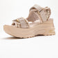 Arthur - Beige Gold Sequin Strap Chunky Sole Sport Sandal (Women)