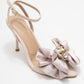 Lucy - Beige Satin Bow Stiletto Pump (Women)