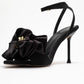 Lucy - Black Satin Bow Open-Toe Stiletto (Women)