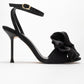 Lucy - Black Satin Bow Open-Toe Stiletto (Women)