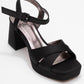 Lisbon - Black Satin Cross-Strap Platform Heel (Women)