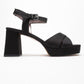 Lisbon - Black Satin Cross-Strap Platform Heel (Women)