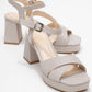 Lisbon - Gold Glitter Cross-Strap Platform Heel (Women)