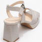 Lisbon - Gold Glitter Cross-Strap Platform Heel (Women)