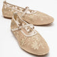 Juny Ivory Mesh Floral Embroidery Ballet Flat (Women)