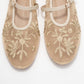 Juny Ivory Mesh Floral Embroidery Ballet Flat (Women)