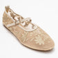 Juny Ivory Mesh Floral Embroidery Ballet Flat (Women)