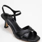 Melin - Black Patterned Cross-Band High Heel (Women)