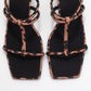 Mocha - Black/Yellow Printed Square-Toe Thin-Strap Heeled Mule (Women)