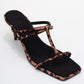 Mocha - Black/Yellow Printed Square-Toe Thin-Strap Heeled Mule (Women)