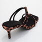Mocha - Black/Yellow Printed Square-Toe Thin-Strap Heeled Mule (Women)
