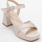 Lisbon - Beige Satin Cross-Strap Platform Heel Shoe (Women)