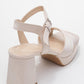 Lisbon - Beige Satin Cross-Strap Platform Heel Shoe (Women)