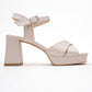 Lisbon - Beige Satin Cross-Strap Platform Heel Shoe (Women)