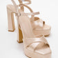 Yulia - Beige Satin Cross-Strap Platform Heel Sandal (Women)