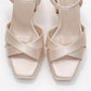 Yulia - Beige Satin Cross-Strap Platform Heel Sandal (Women)