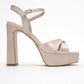 Yulia - Beige Satin Cross-Strap Platform Heel Sandal (Women)
