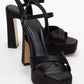 Yulia - Black Satin Cross-Strap Platform Heel (Women)
