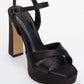 Yulia - Black Satin Cross-Strap Platform Heel (Women)
