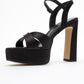Yulia - Black Satin Cross-Strap Platform Heel (Women)