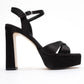 Yulia - Black Satin Cross-Strap Platform Heel (Women)