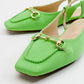 Area - Green Closed-Toe Buckle Flat Sandal (Women)