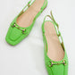 Area - Green Closed-Toe Buckle Flat Sandal (Women)