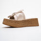 Shara Beige Satin Bow & Bee Buckle Platform Sandal (Women)
