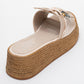 Shara Beige Satin Bow & Bee Buckle Platform Sandal (Women)