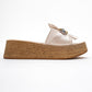Shara Beige Satin Bow & Bee Buckle Platform Sandal (Women)