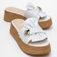 Shara White Bow & Bee Buckle Platform Sandal (Women)