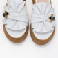 Shara White Bow & Bee Buckle Platform Sandal (Women)