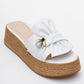 Shara White Bow & Bee Buckle Platform Sandal (Women)