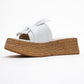 Shara White Bow & Bee Buckle Platform Sandal (Women)