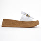 Shara White Bow & Bee Buckle Platform Sandal (Women)