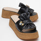 Shara Black Bow & Bee Buckle Platform Sandal (Women)