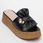 Shara Black Bow & Bee Buckle Platform Sandal (Women)